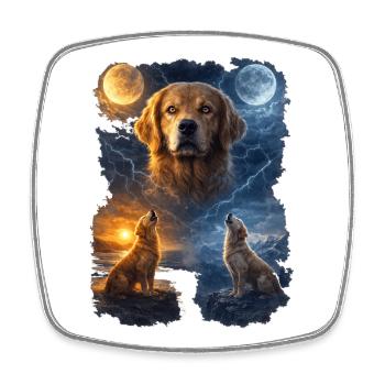 Golden Retriever Two Moons - Square fridge magnet - white - Front