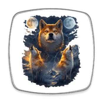 Shiba Inu Two Moons - Square fridge magnet - white - Front