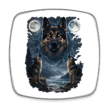 Zwei Monde German Sheperd - Viereckiger Kühlschrankmagnet - Weiß - Vorne