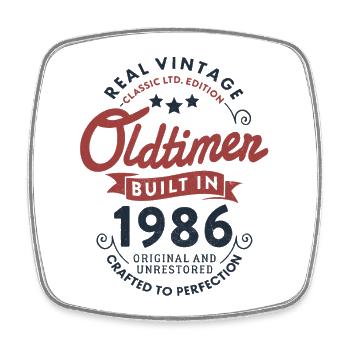 Vintage 1986 Classic Car 40th Birthday - Square fridge magnet - white - Front