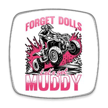 Quad ATV Femme Fille Quad Quad - Magnet carré - blanc - Devant