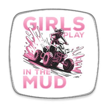 Quad ATV Femme Fille Quad Quad - Magnet carré - blanc - Devant