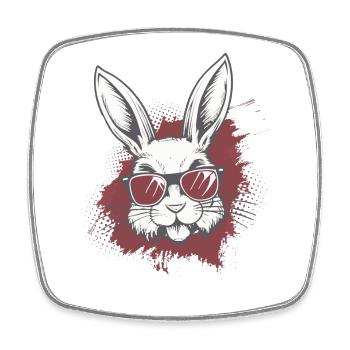 Cool bunny with sunglasses street style - Square fridge magnet - white - Front