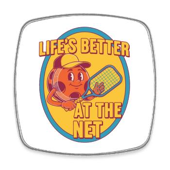 Pickleball: Das Leben ist besser im Netz lustiger Spieler - Viereckiger Kühlschrankmagnet - Weiß - Vorne