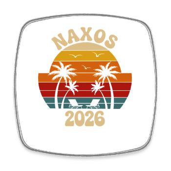 Naxos Sonnenuntergang 2026 - Viereckiger Kühlschrankmagnet - Weiß - Vorne
