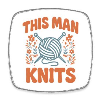 This Man Knits | Men's Wool Needles - Square fridge magnet - white - Front