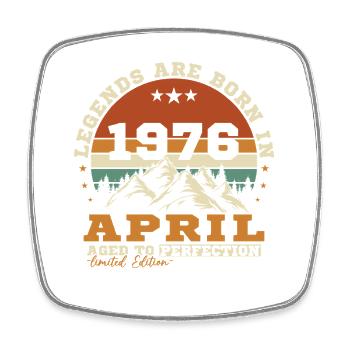 April 1976 Vintage-Geburtstagsgeschenk - Viereckiger Kühlschrankmagnet - Weiß - Vorne