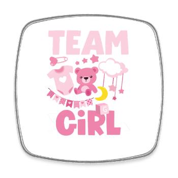 Team Mädchen Baby Party Pink Gender Reveal - Viereckiger Kühlschrankmagnet - Weiß - Vorne
