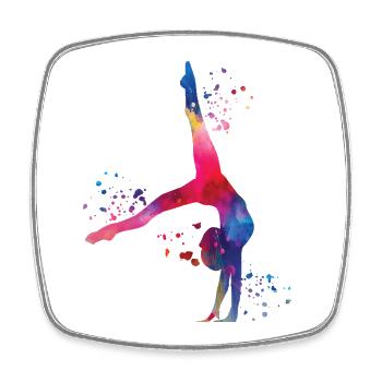 Gymnast with clubs rhythmic gymnastics - Square fridge magnet - white - Front