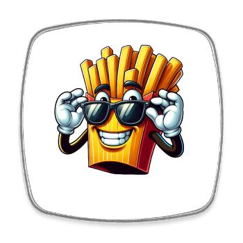 Coole Pommes Frites Fast Food Cartoon - Viereckiger Kühlschrankmagnet - Weiß - Vorne