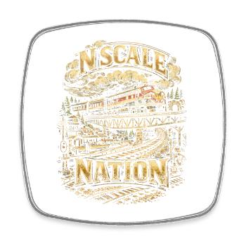 Réseau de trains miniatures N Scale Nation - Magnet carré - blanc - Devant