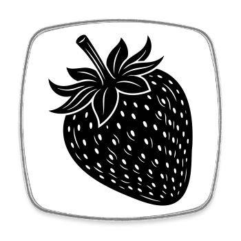 Strawberry Fruit Silhouette - Viereckiger Kühlschrankmagnet - Weiß - Vorne