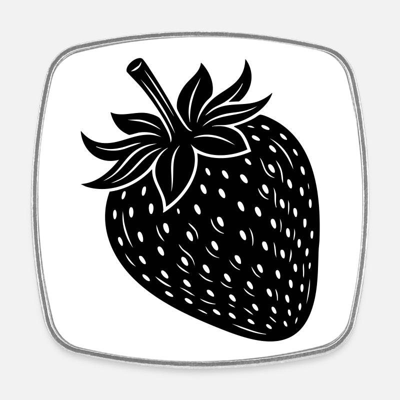 Strawberry Fruit Silhouette - Viereckiger Kühlschrankmagnet - Weiß