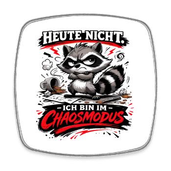 Heute nicht ich bin im Chaosmodus Waschbär - Viereckiger Kühlschrankmagnet - Weiß - Vorne