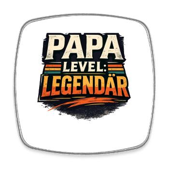 Papa Level Legendär Vintage Retro Statement - Viereckiger Kühlschrankmagnet - Weiß - Vorne