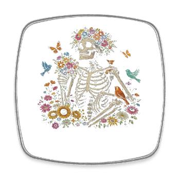 Skelett Blume Natur Floral Gothic Fairycore - Viereckiger Kühlschrankmagnet - Weiß - Vorne