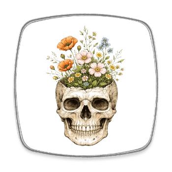 Skelett Blume Natur Floral Gothic Fairycore - Viereckiger Kühlschrankmagnet - Weiß - Vorne