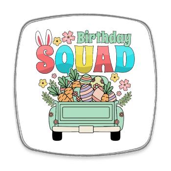 Escouade d’anniversaire Joyeux anniversaire des enfants de Pâques - Magnet carré - blanc - Devant