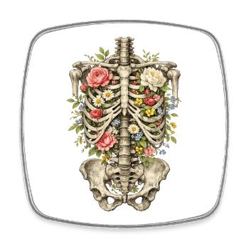 Skelett Blume Natur Floral Gothic Fairycore - Viereckiger Kühlschrankmagnet - Weiß - Vorne