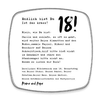 Endlich 18! 18. Geburtstag Geschenkidee  - Viereckiger Kühlschrankmagnet - Weiß - Vorne