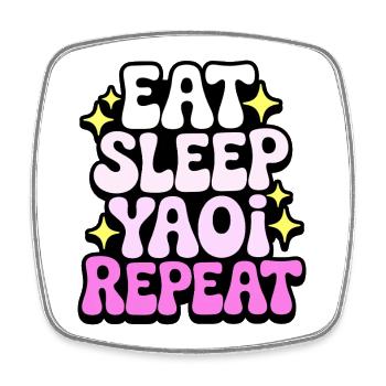 Eat Sleep Yaoi Repeat - Square fridge magnet - white - Front