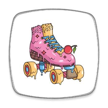 Rollschuhe Eiscreme Roller Skates Rollschuh - Viereckiger Kühlschrankmagnet - Weiß - Vorne