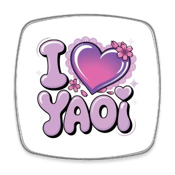 I love yaoi design. - Square fridge magnet - white - Front