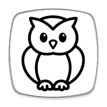 owl - Square fridge magnet - white - Front