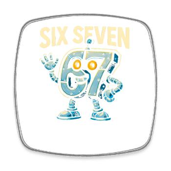 Six Seven 67 Italian Brainrot Roboter Meme Humor - Viereckiger Kühlschrankmagnet - Weiß - Vorne