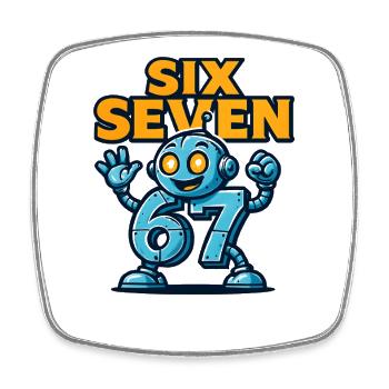 Six Seven 67 Italian Brainrot Roboter Meme Humor - Viereckiger Kühlschrankmagnet - Weiß - Vorne
