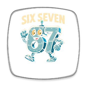 Six Seven 67 Italian Brainrot Roboter Meme Humor - Viereckiger Kühlschrankmagnet - Weiß - Vorne