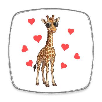 Baby Giraffe Hearts Summer - Square fridge magnet - white - Front
