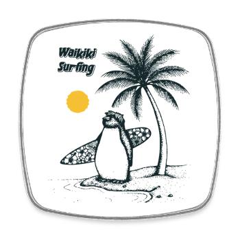 Waikiki Surfing Penguin - Viereckiger Kühlschrankmagnet - Weiß - Vorne