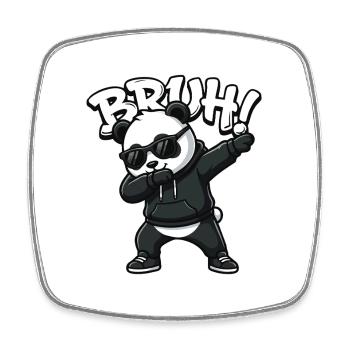 Bruh Panda Dabbing Cool Panda Bear Funny - Square fridge magnet - white - Front