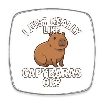 Capybara, j’aime vraiment les capybaras - Magnet carré - blanc - Devant