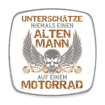 Motorrad Vintage Alter Mann Lustiger Spruch - Viereckiger Kühlschrankmagnet - Weiß - Vorne
