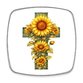 La foi chrétienne du tournesol prie Jésus - Magnet carré - blanc - Devant
