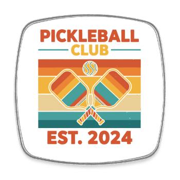 Pickleball Club Créé 2024 Joueur Humoristique Pickle Ball - Magnet carré - blanc - Devant