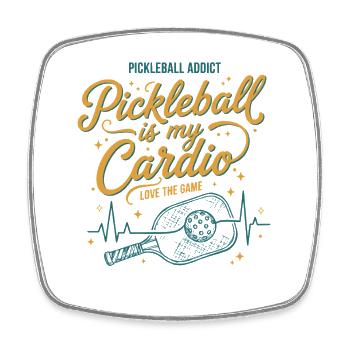 Pickleball ist mein lustiger Cardio-Pickleball-Spieler - Viereckiger Kühlschrankmagnet - Weiß - Vorne