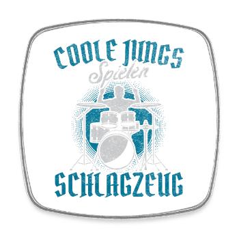 Coole Jungs spielen Schlagzeug / Musik, Instrument - Viereckiger Kühlschrankmagnet - Weiß - Vorne