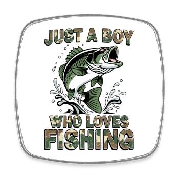 Fishing Angler Boy Fishing Fishing Saying Kids - Square fridge magnet - white - Front