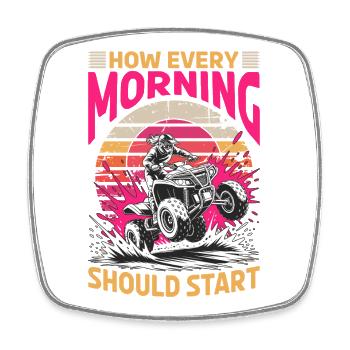 Quad ATV Woman Girl Four Wheeler - Viereckiger Kühlschrankmagnet - Weiß - Vorne