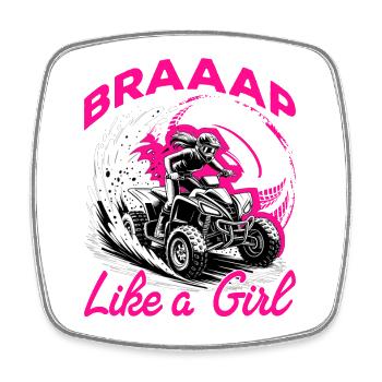 Quad ATV Femme Fille Quad Quad - Magnet carré - blanc - Devant