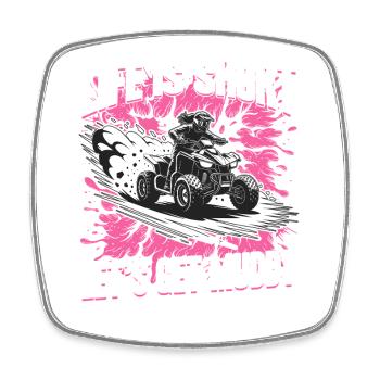 Quad ATV Femme Fille Quad Quad - Magnet carré - blanc - Devant