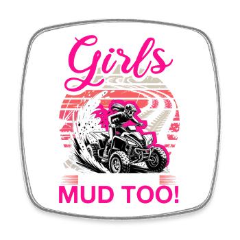 Quad ATV Woman Girl Four Wheeler - Viereckiger Kühlschrankmagnet - Weiß - Vorne