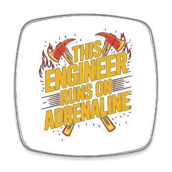 Fire Engineer This Engineer Runs On Fire Officer - Square fridge magnet - white - Front