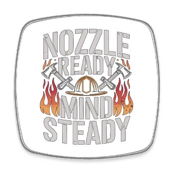 Fire Engineer Nozzle Ready Mind Steady Firefighter - Viereckiger Kühlschrankmagnet - Weiß - Vorne