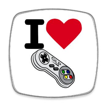 I Love GLP Retro Gamer Controller - Viereckiger Kühlschrankmagnet - Weiß - Vorne