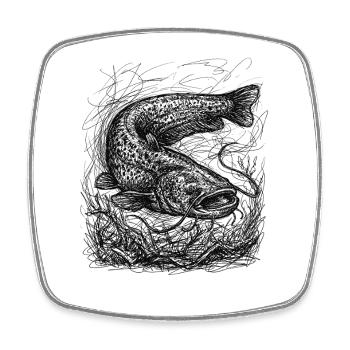 Wels Angeln Design – Catfish Fishing Art - Square fridge magnet - white - Front