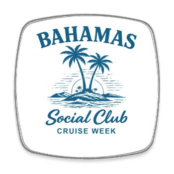 Bahamas Social Club Cruise Week - Viereckiger Kühlschrankmagnet - Weiß - Vorne
